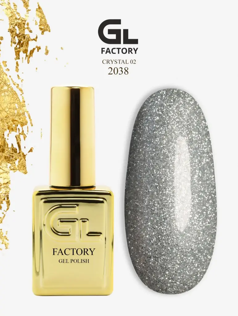 GL 2038 GOLD Gel Polish Crystal 02 15g TPO FREE