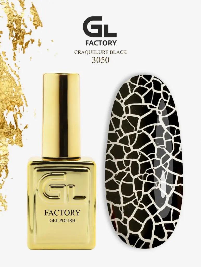 GL 3050 GOLD Gel Polish Craquelure Black 15g TPO FREE